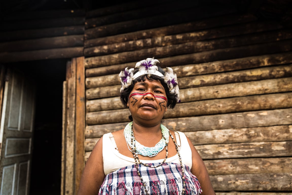 Indigenous woman from Tupi Guarani tribe in Brazil
